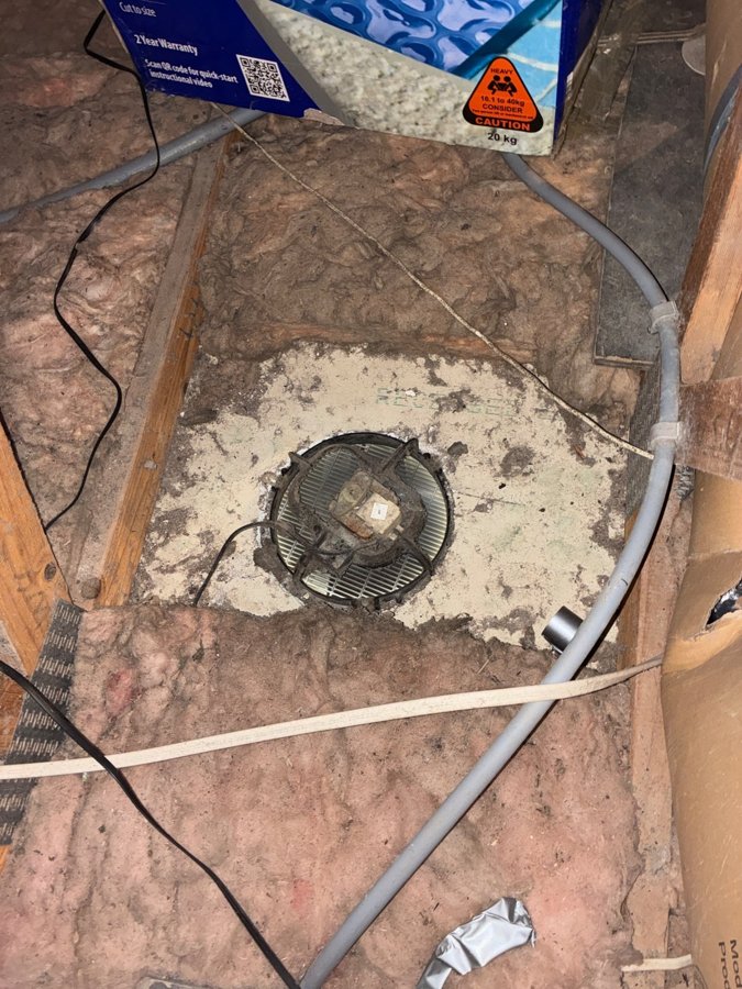 Bathroom exhaust fan discharging into a roof cavity at an Ormeau property